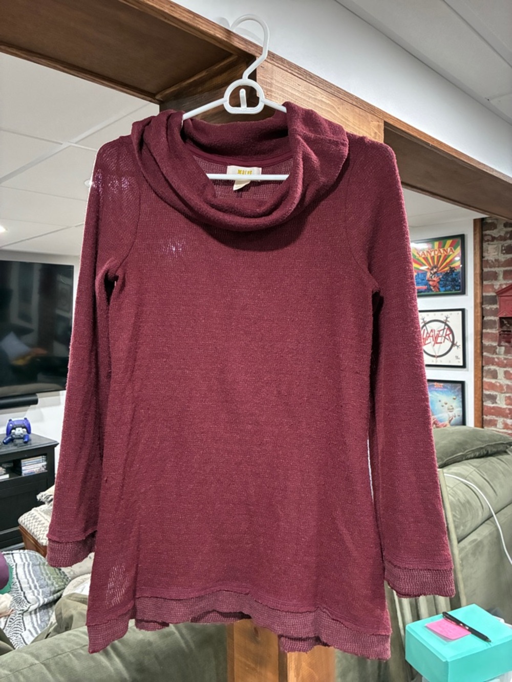 Anthropologie Maroon Cowl Neck Sweater